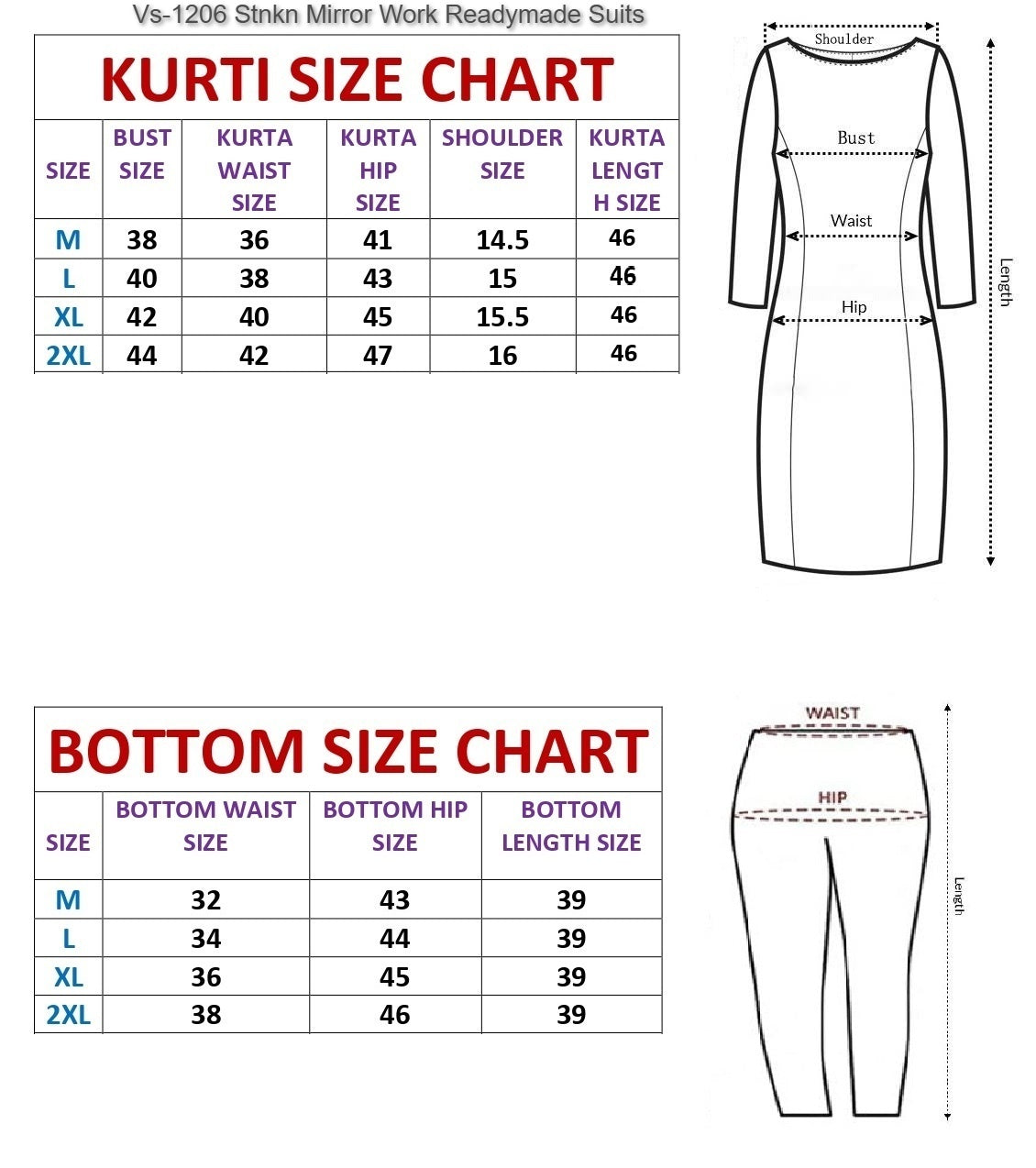 Vs-1206 Stnkn Mirror Work Readymade Suits