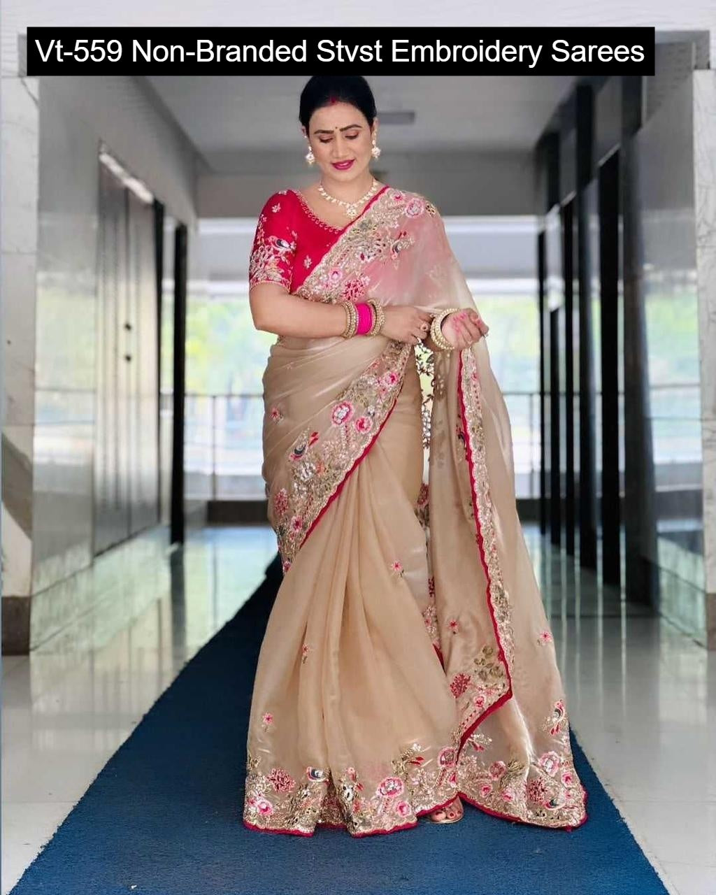 Vt-559 Non-Branded Stvst Embroidery Sarees