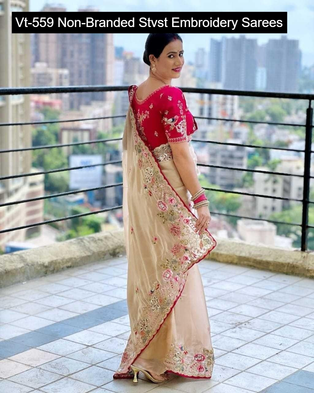 Vt-559 Non-Branded Stvst Embroidery Sarees