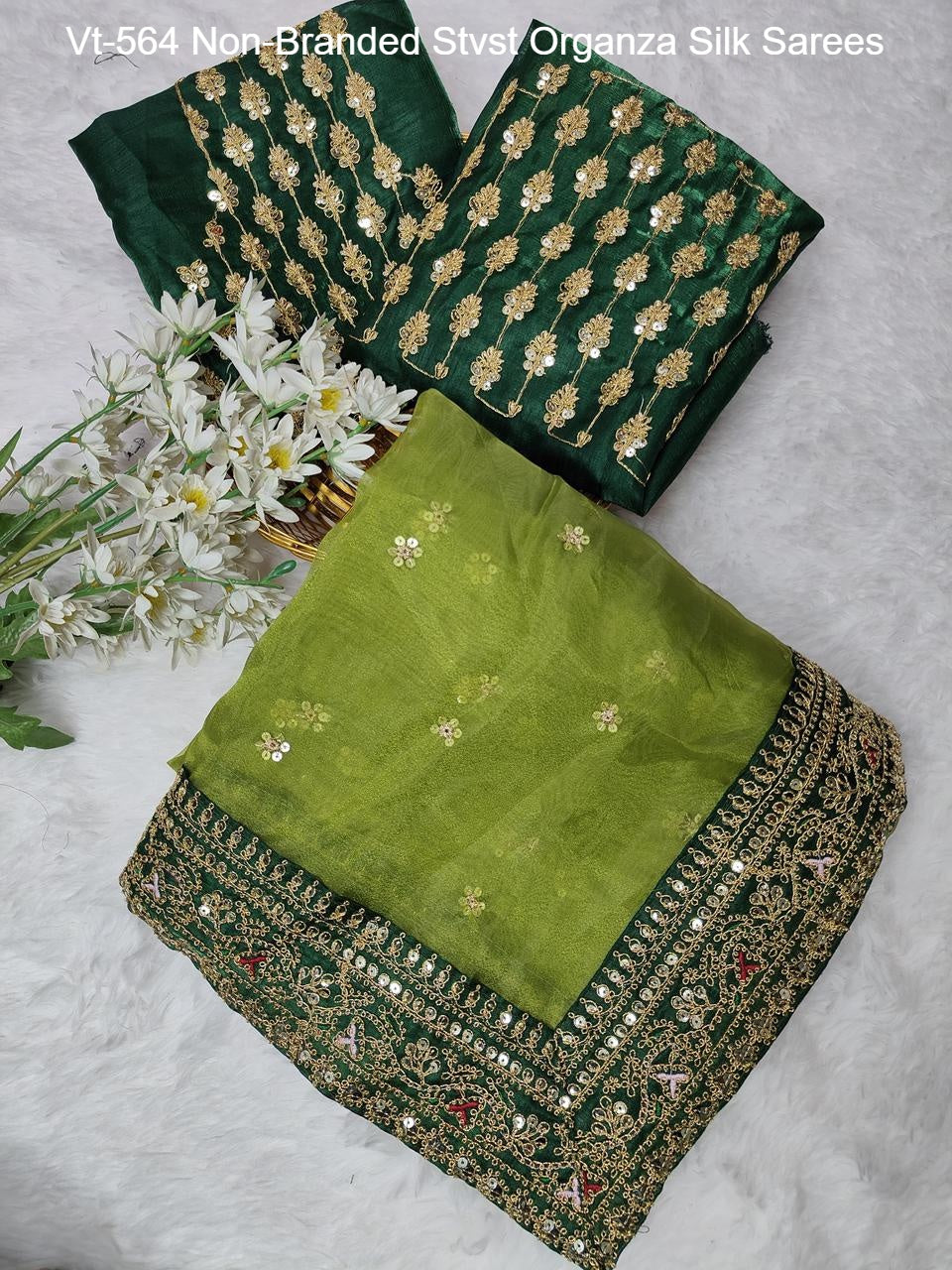 Vt-564 Non-Branded Stvst Organza Silk Sarees