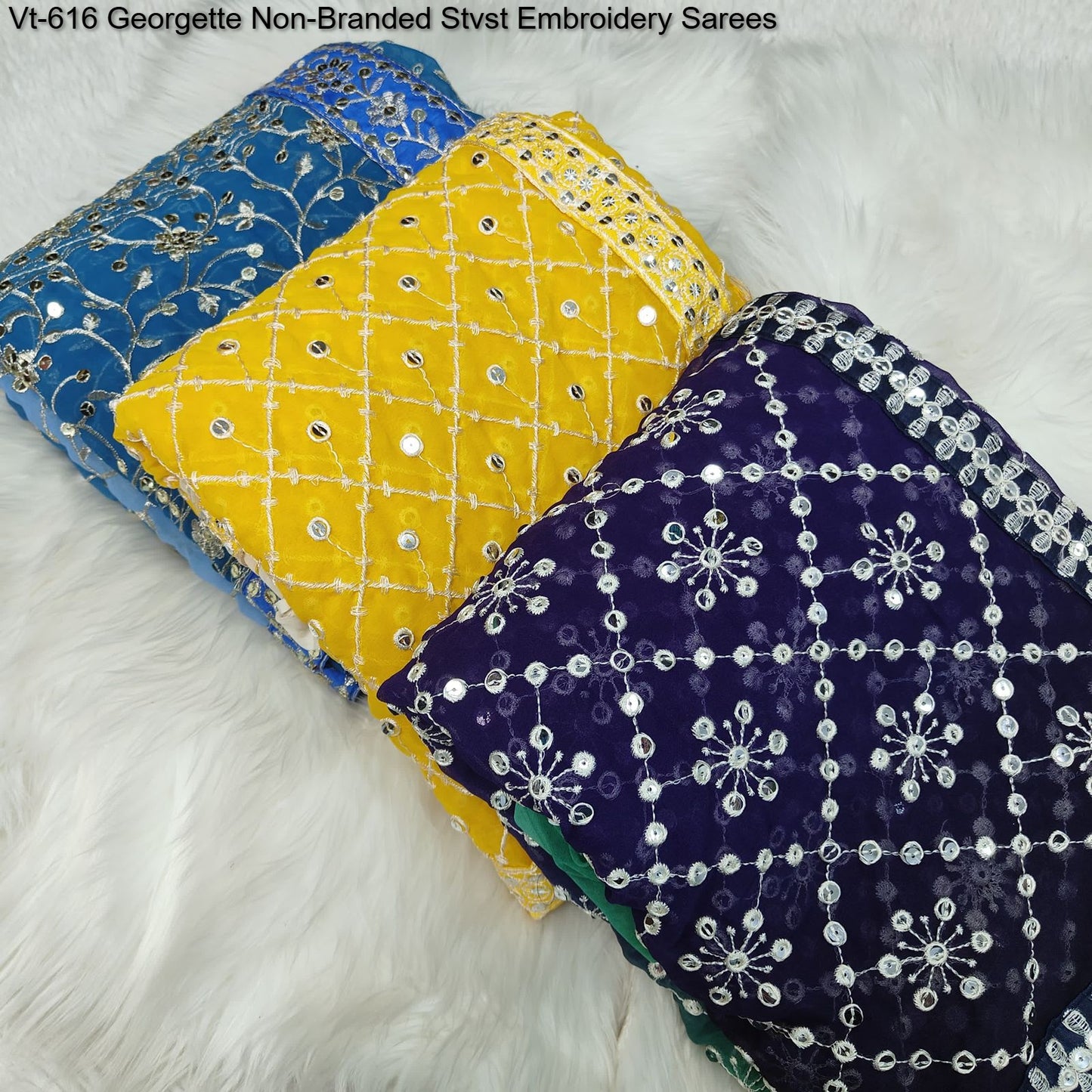 Vt-616 Georgette Non-Branded Stvst Embroidery Sarees