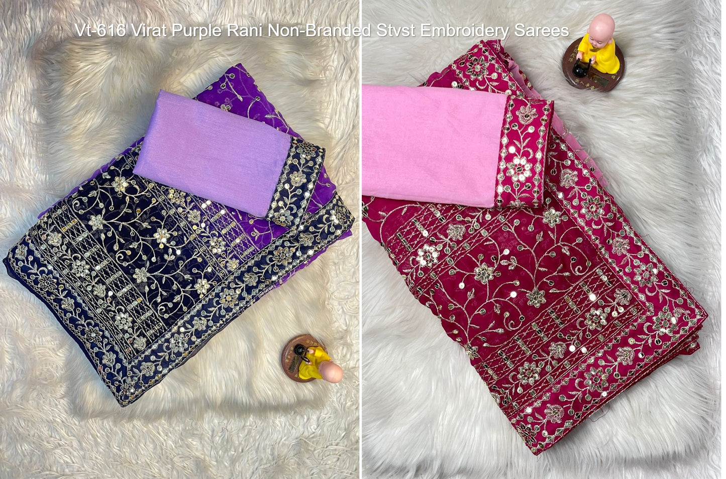 Vt-616 Virat Purple Rani Non-Branded Stvst Embroidery Sarees