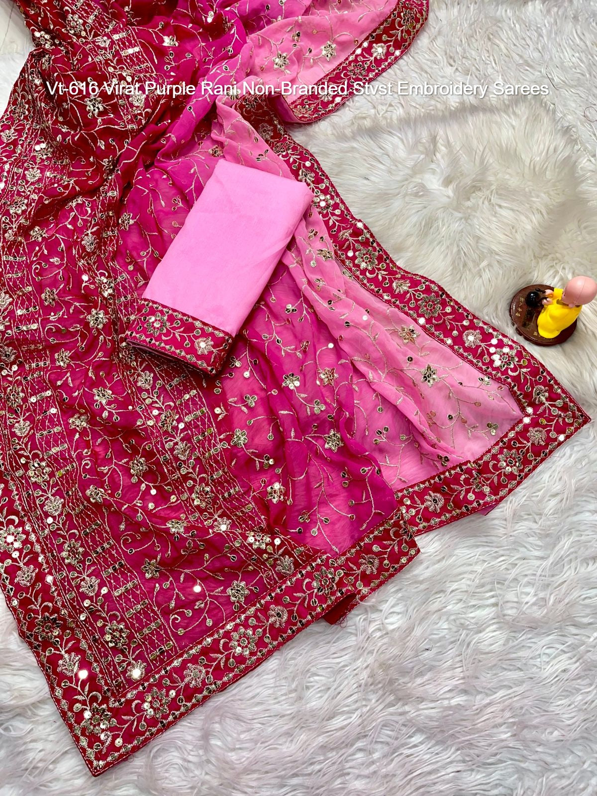 Vt-616 Virat Purple Rani Non-Branded Stvst Embroidery Sarees