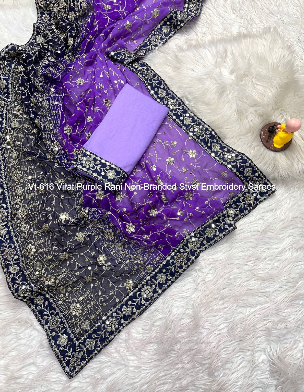 Vt-616 Virat Purple Rani Non-Branded Stvst Embroidery Sarees