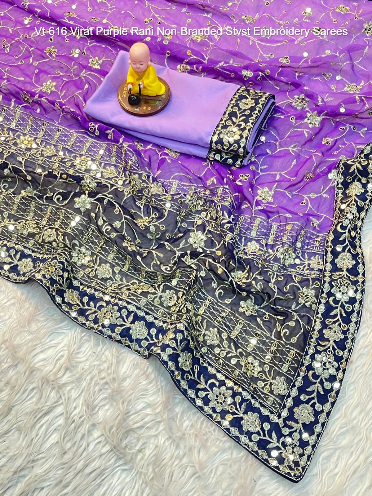 Vt-616 Virat Purple Rani Non-Branded Stvst Embroidery Sarees