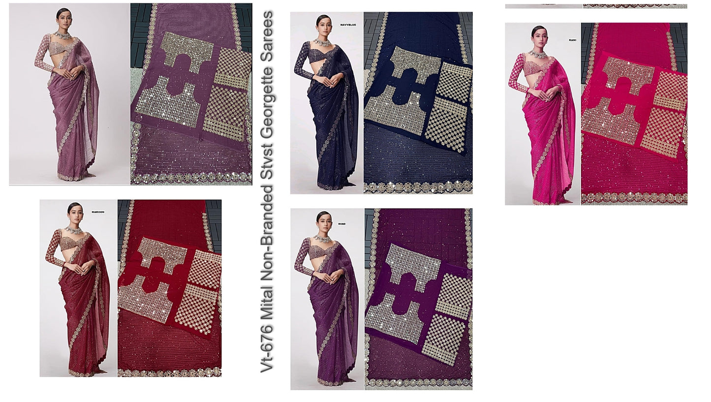 Vt-676 Mital Non-Branded Stvst Georgette Sarees