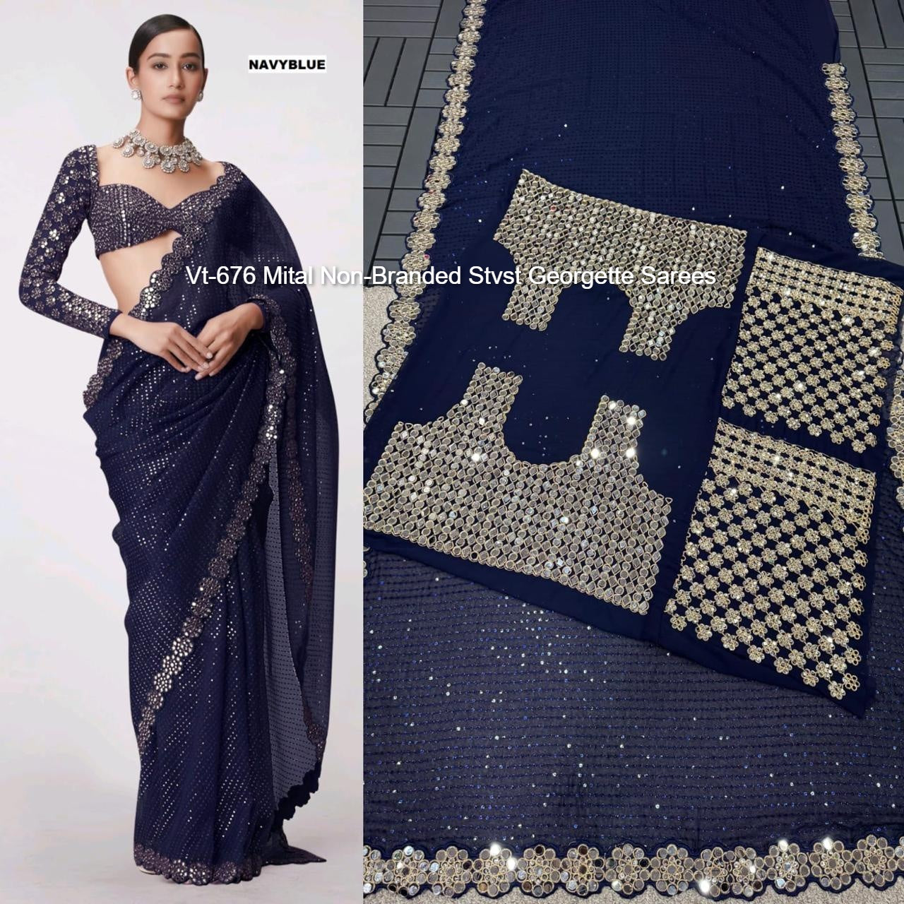 Vt-676 Mital Non-Branded Stvst Georgette Sarees