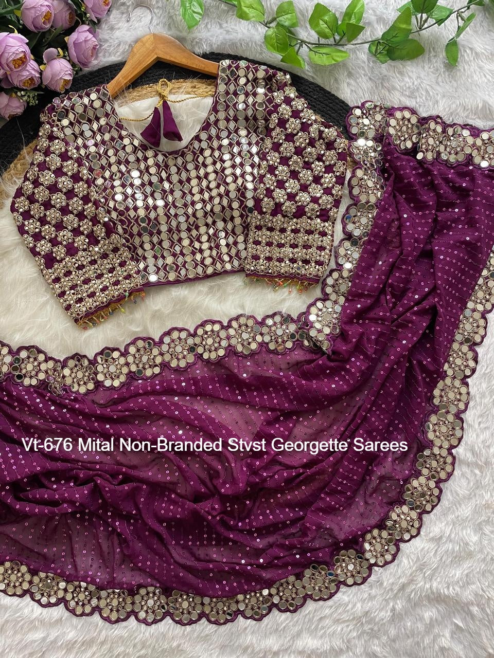 Vt-676 Mital Non-Branded Stvst Georgette Sarees