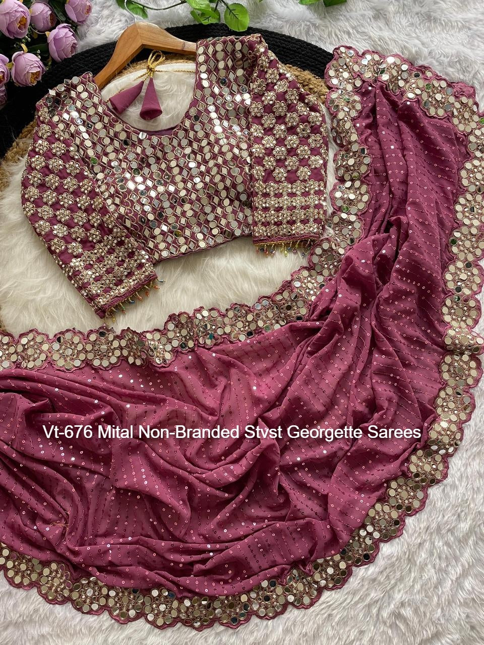 Vt-676 Mital Non-Branded Stvst Georgette Sarees