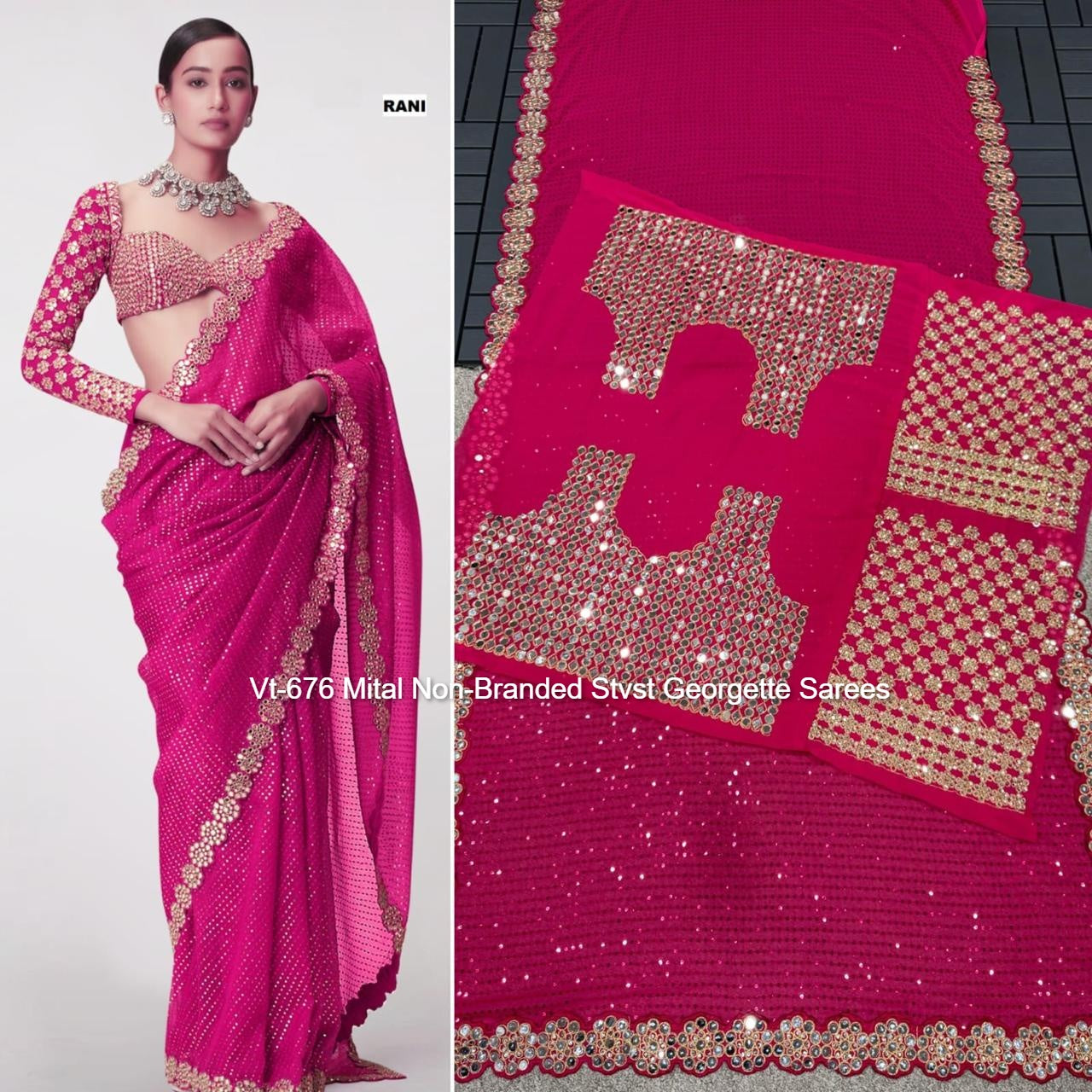 Vt-676 Mital Non-Branded Stvst Georgette Sarees