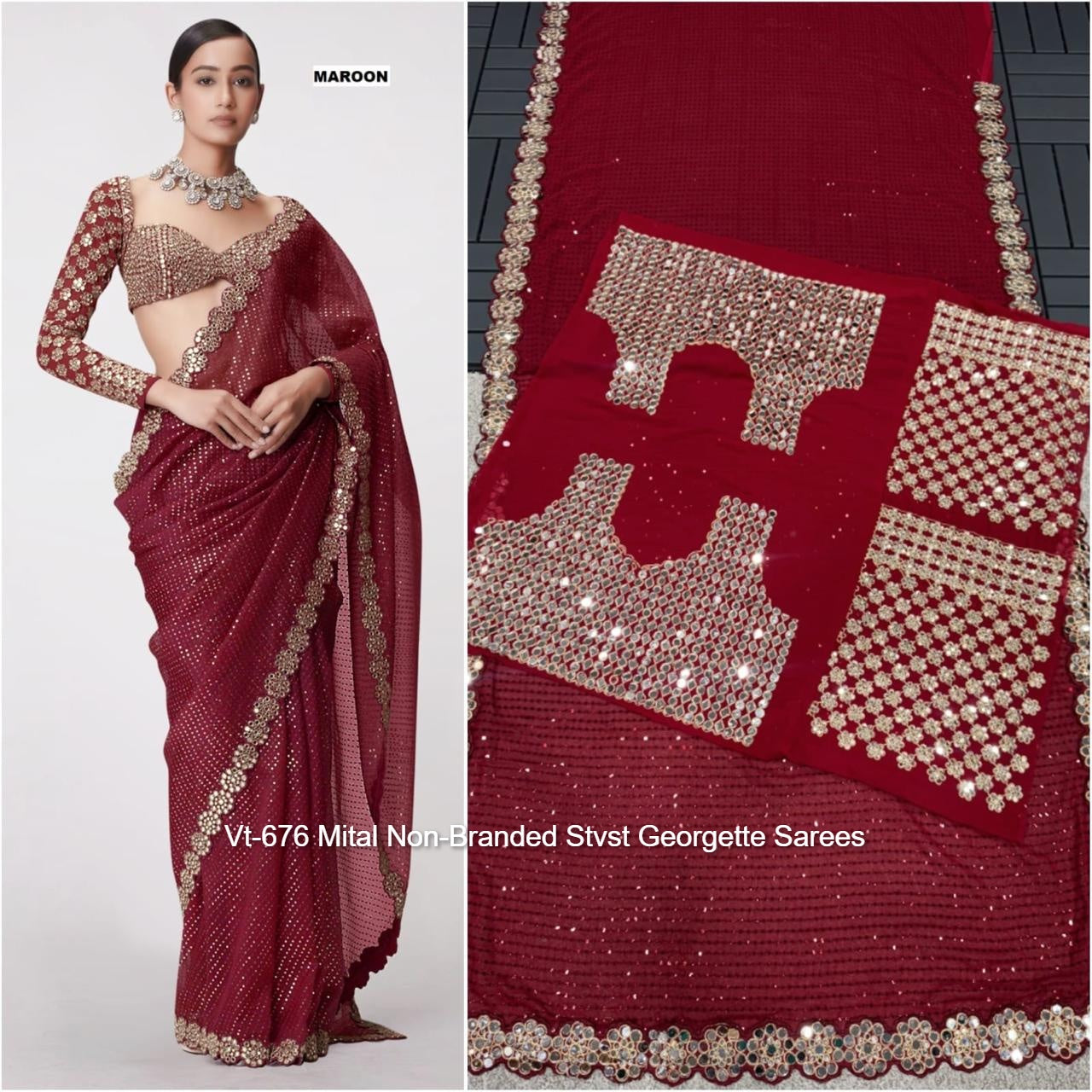 Vt-676 Mital Non-Branded Stvst Georgette Sarees