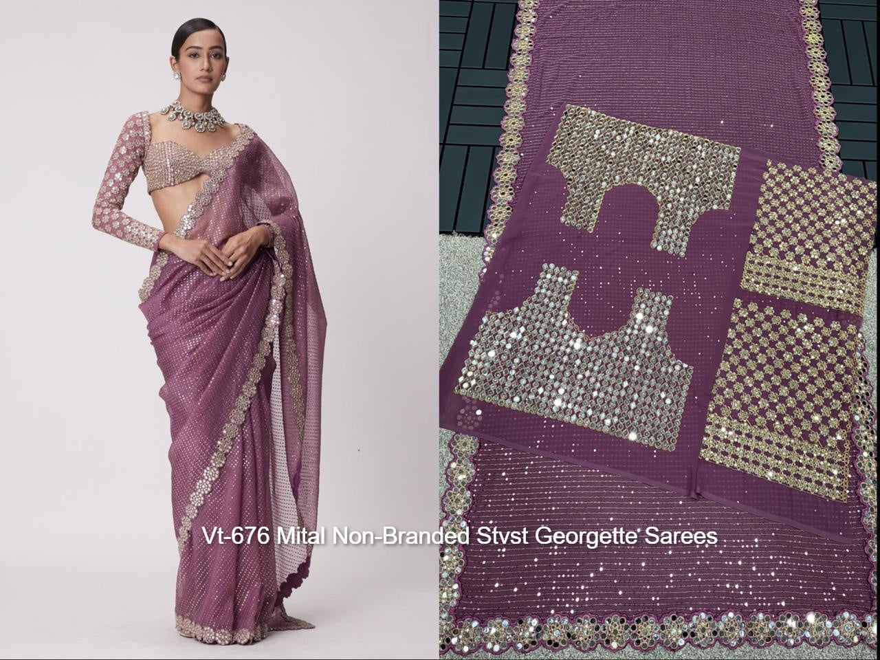 Vt-676 Mital Non-Branded Stvst Georgette Sarees