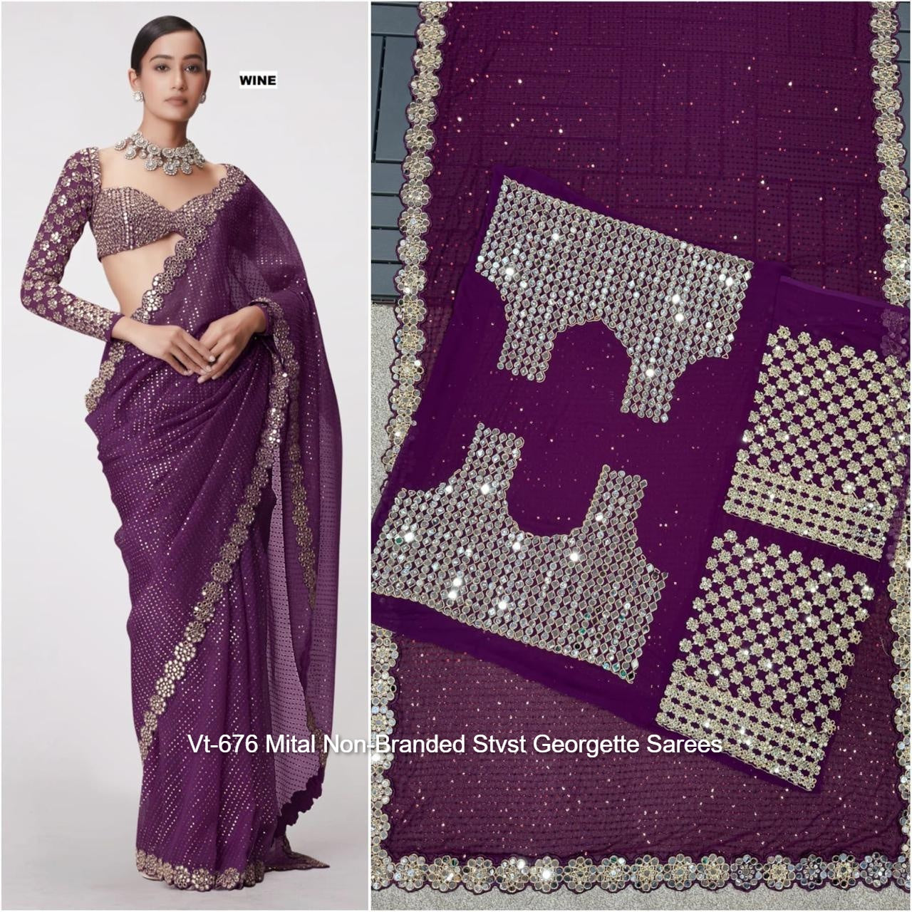 Vt-676 Mital Non-Branded Stvst Georgette Sarees