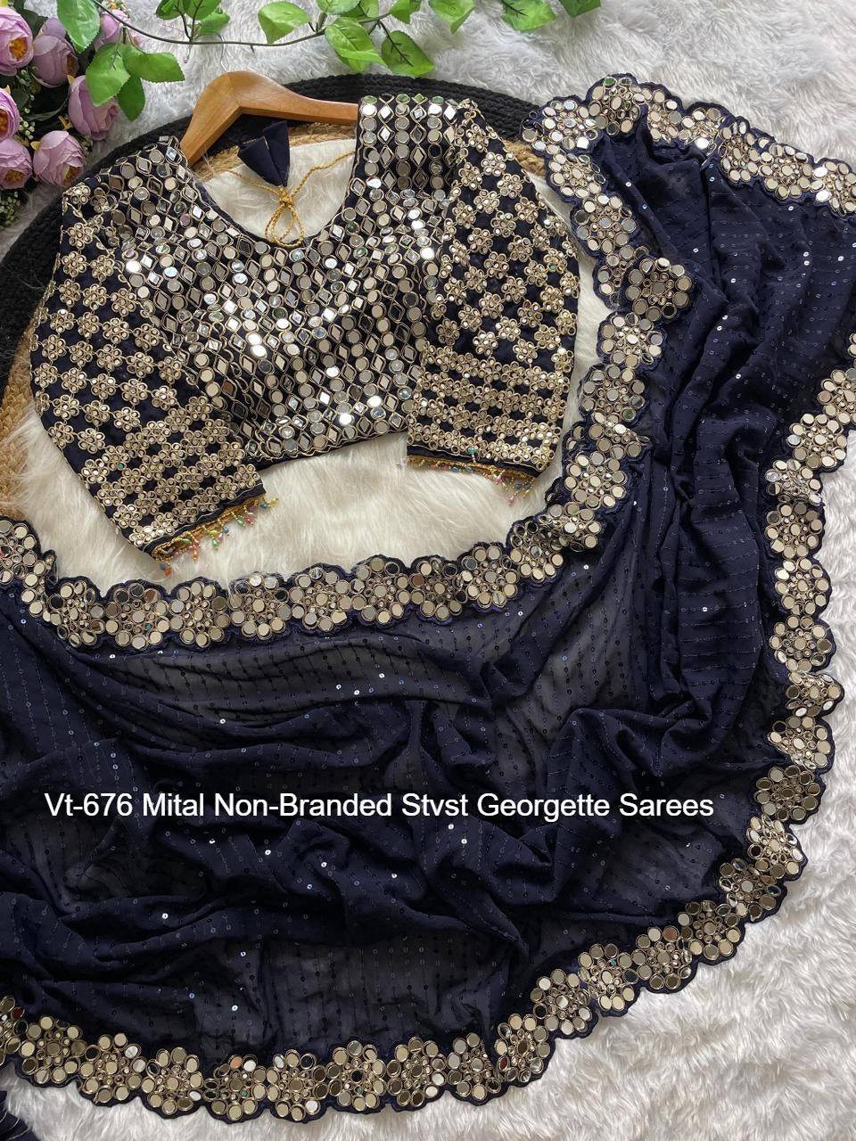 Vt-676 Mital Non-Branded Stvst Georgette Sarees