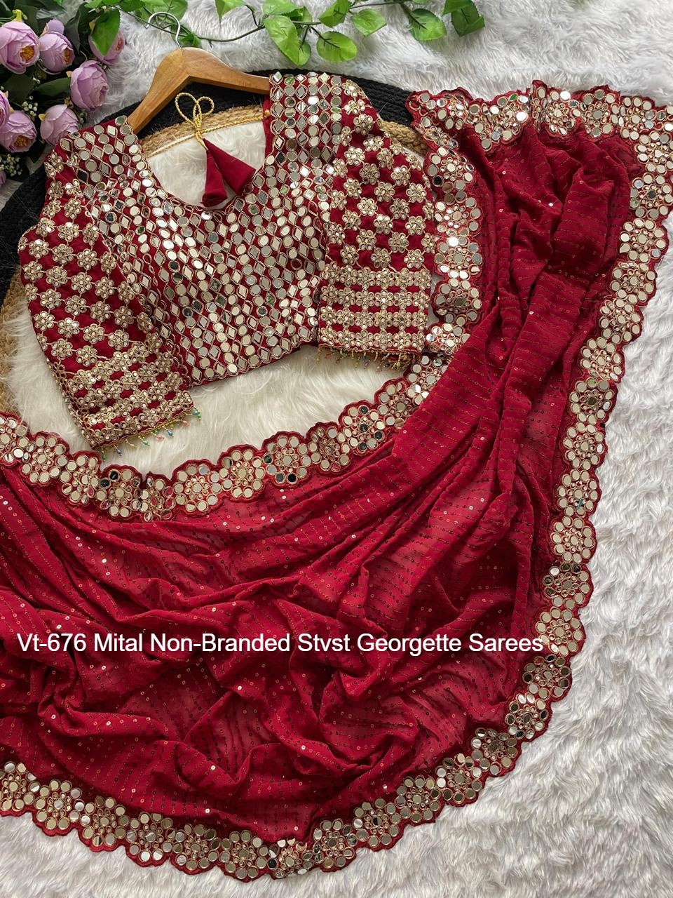 Vt-676 Mital Non-Branded Stvst Georgette Sarees