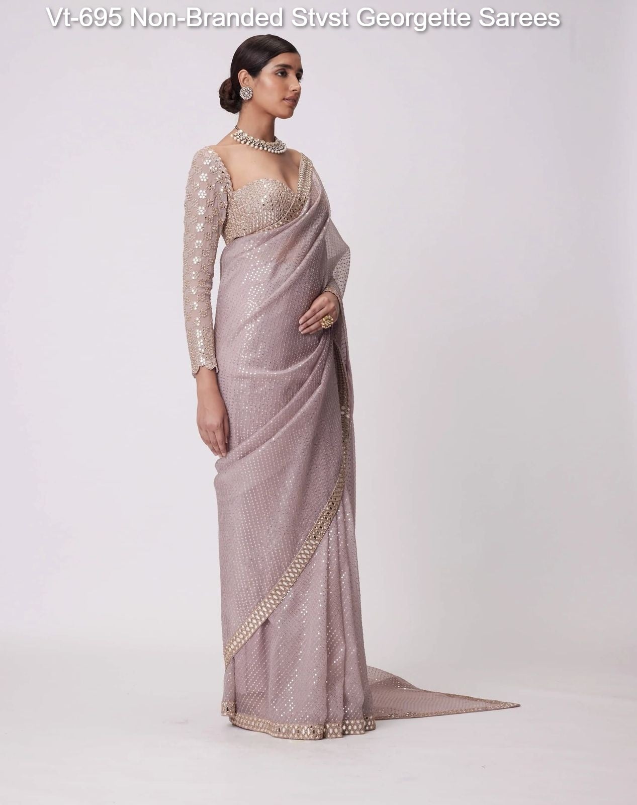 Vt-695 Non-Branded Stvst Georgette Sarees