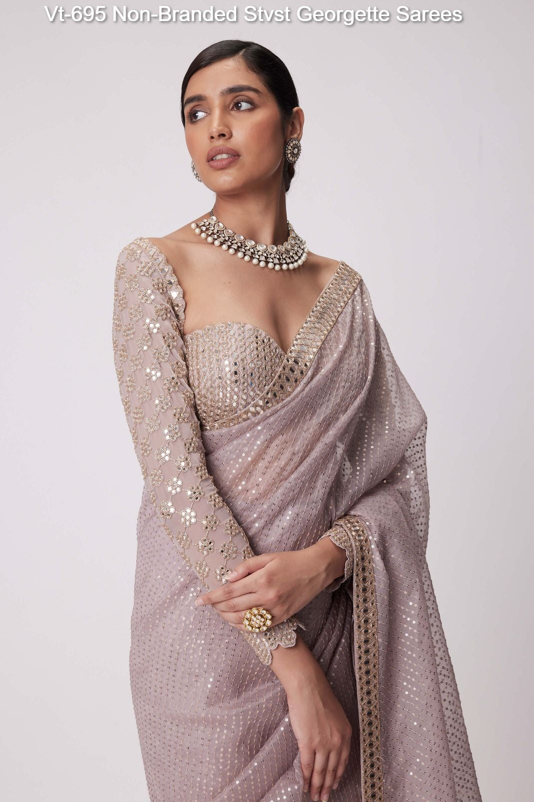 Vt-695 Non-Branded Stvst Georgette Sarees