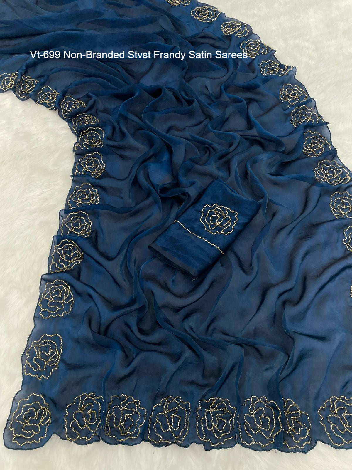 Vt-699 Non-Branded Stvst Frandy Satin Sarees