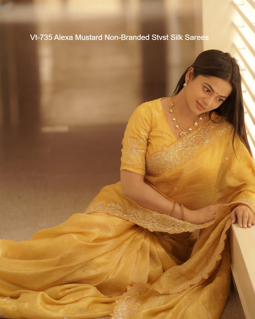 Vt-735 Alexa Mustard Non-Branded Stvst Silk Sarees