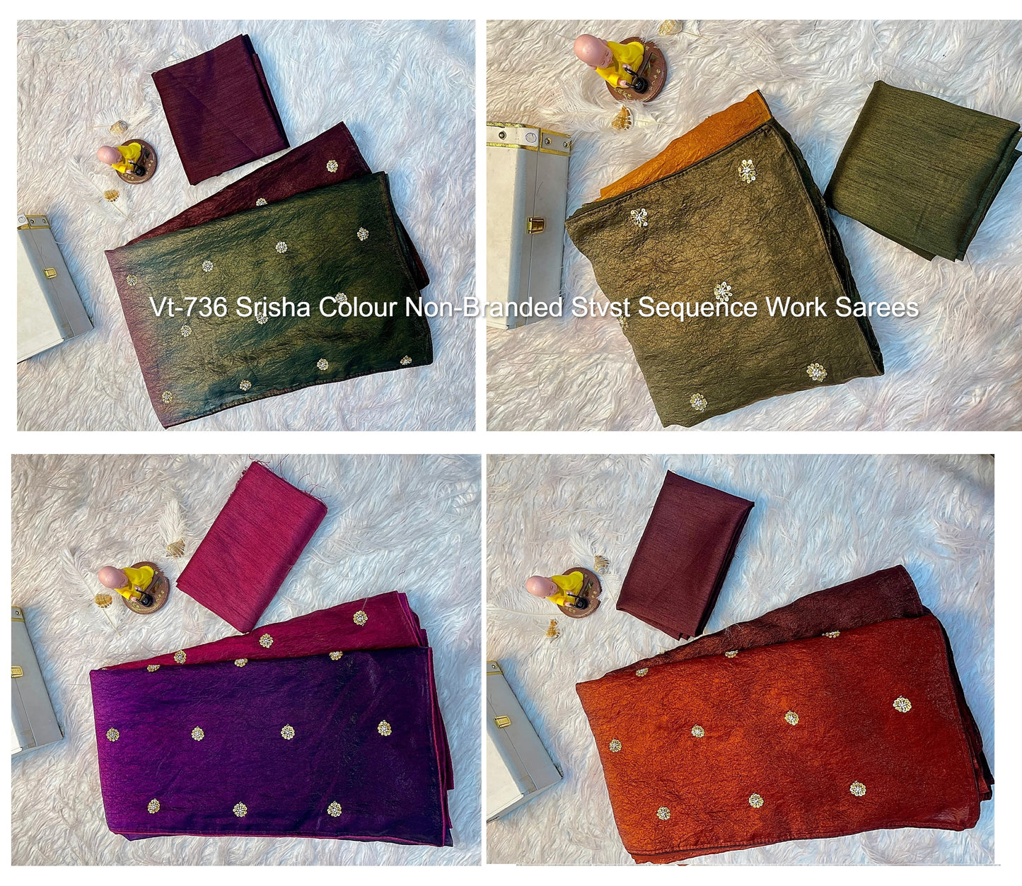 Vt-736 Srisha Colour Non-Branded Stvst Sequence Work Sarees