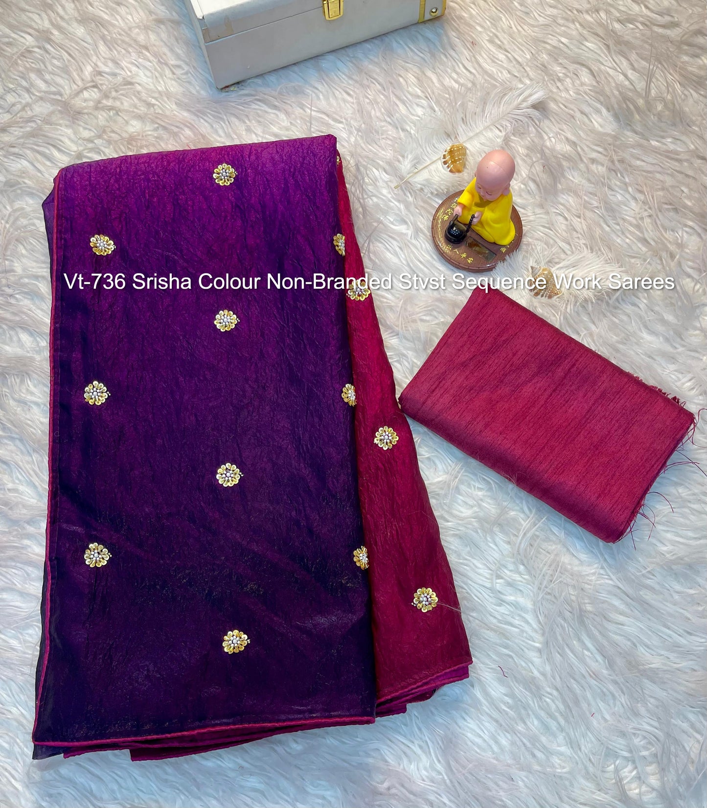 Vt-736 Srisha Colour Non-Branded Stvst Sequence Work Sarees