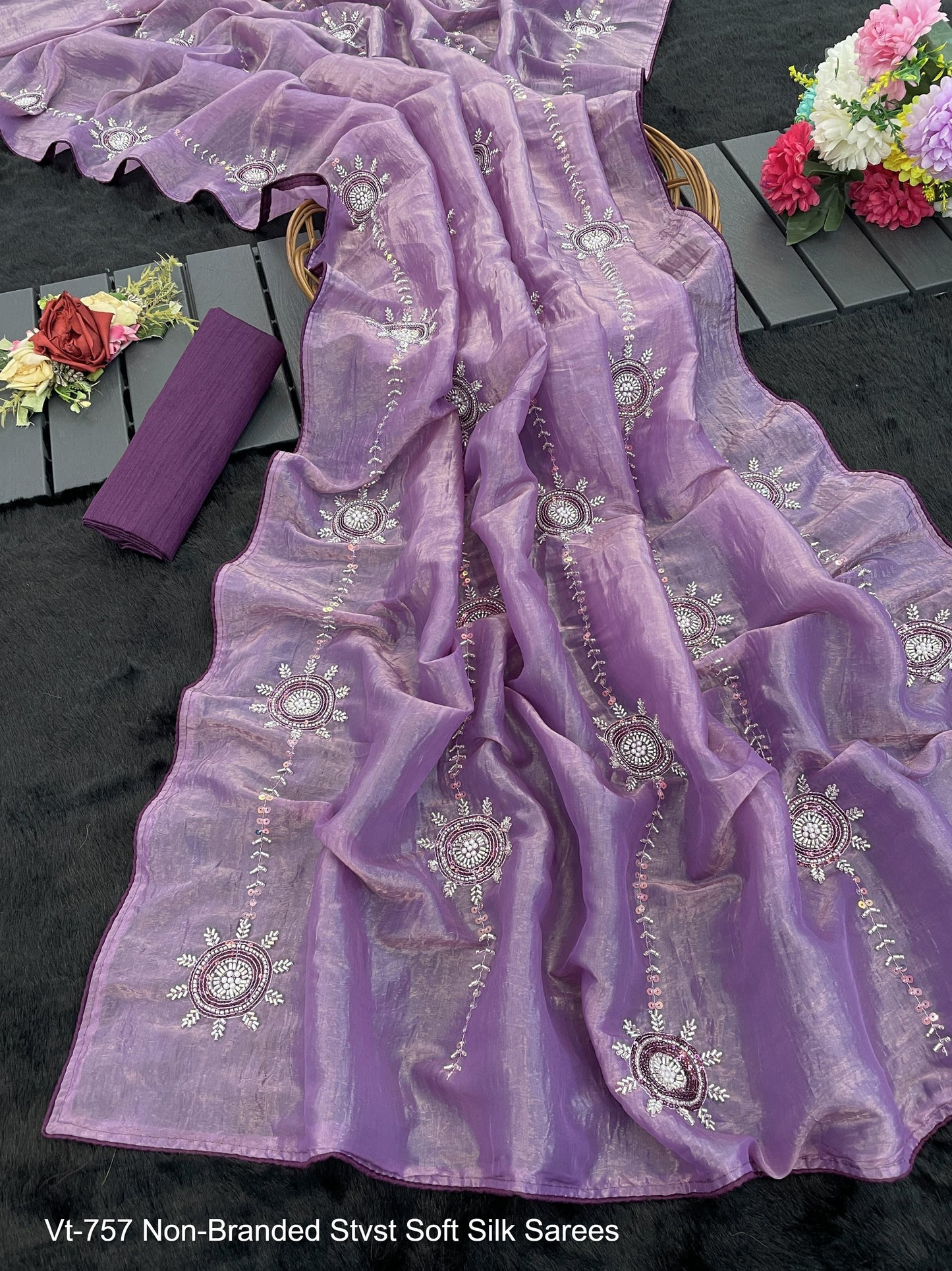Vt-757 Non-Branded Stvst Soft Silk Sarees