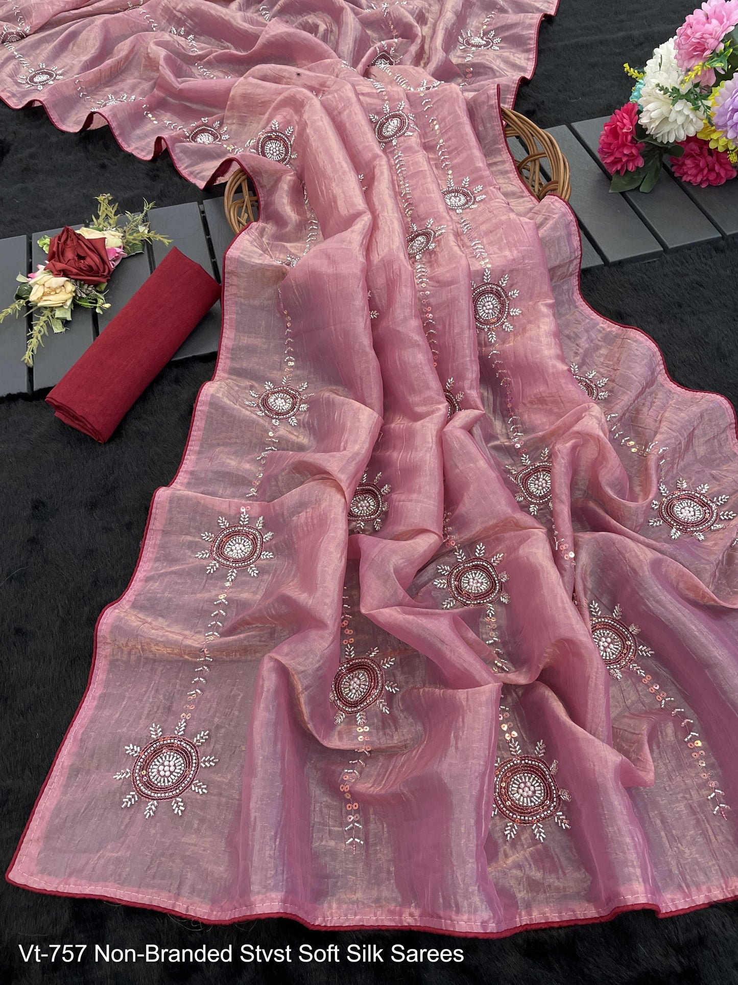 Vt-757 Non-Branded Stvst Soft Silk Sarees