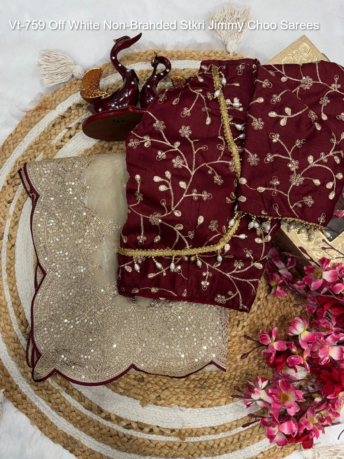 Vt-759 Off White Non-Branded Stkri Jimmy Choo Sarees
