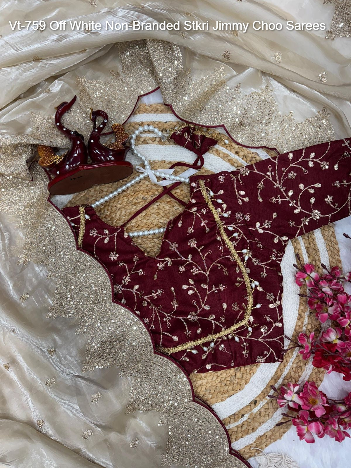 Vt-759 Off White Non-Branded Stkri Jimmy Choo Sarees