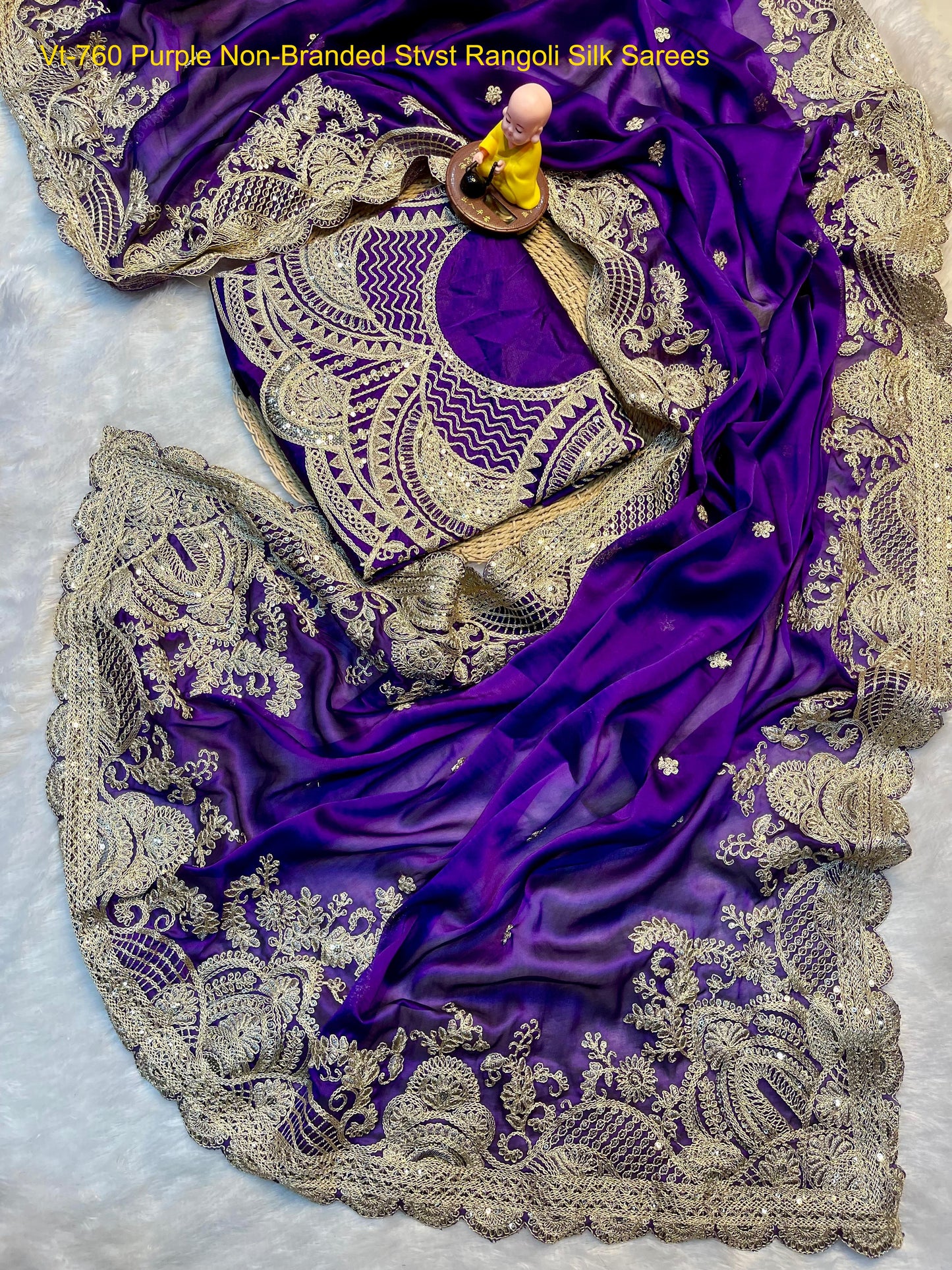 Vt-760 Purple Non-Branded Stvst Rangoli Silk Sarees