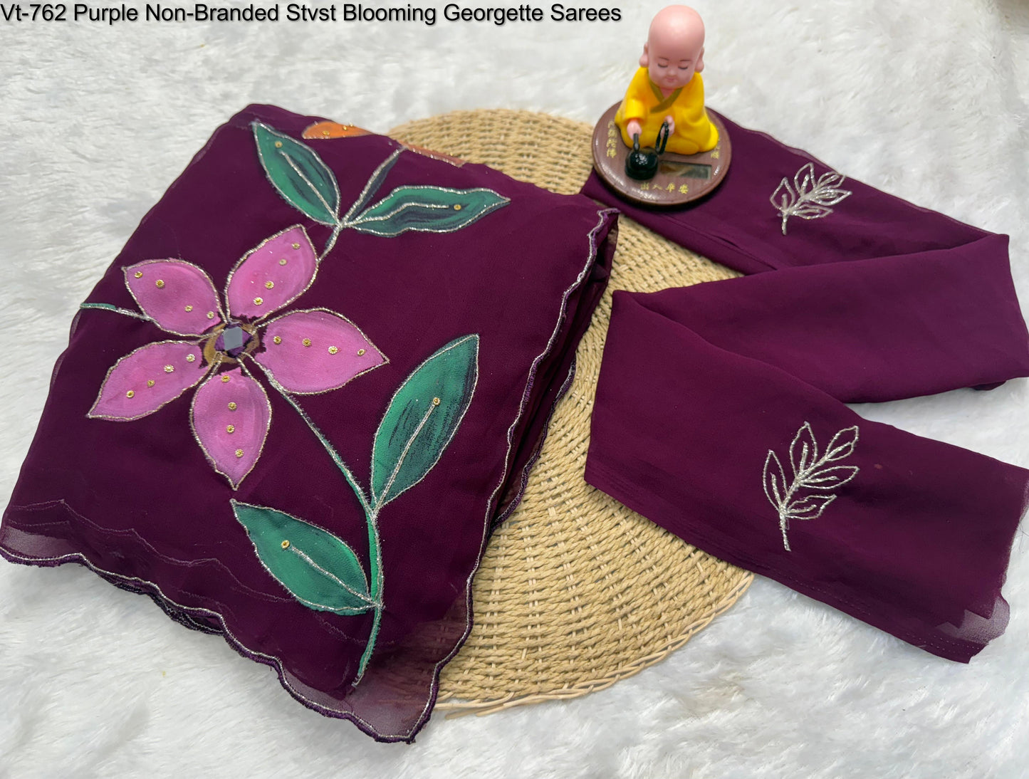 Vt-762 Purple Non-Branded Stvst Blooming Georgette Sarees