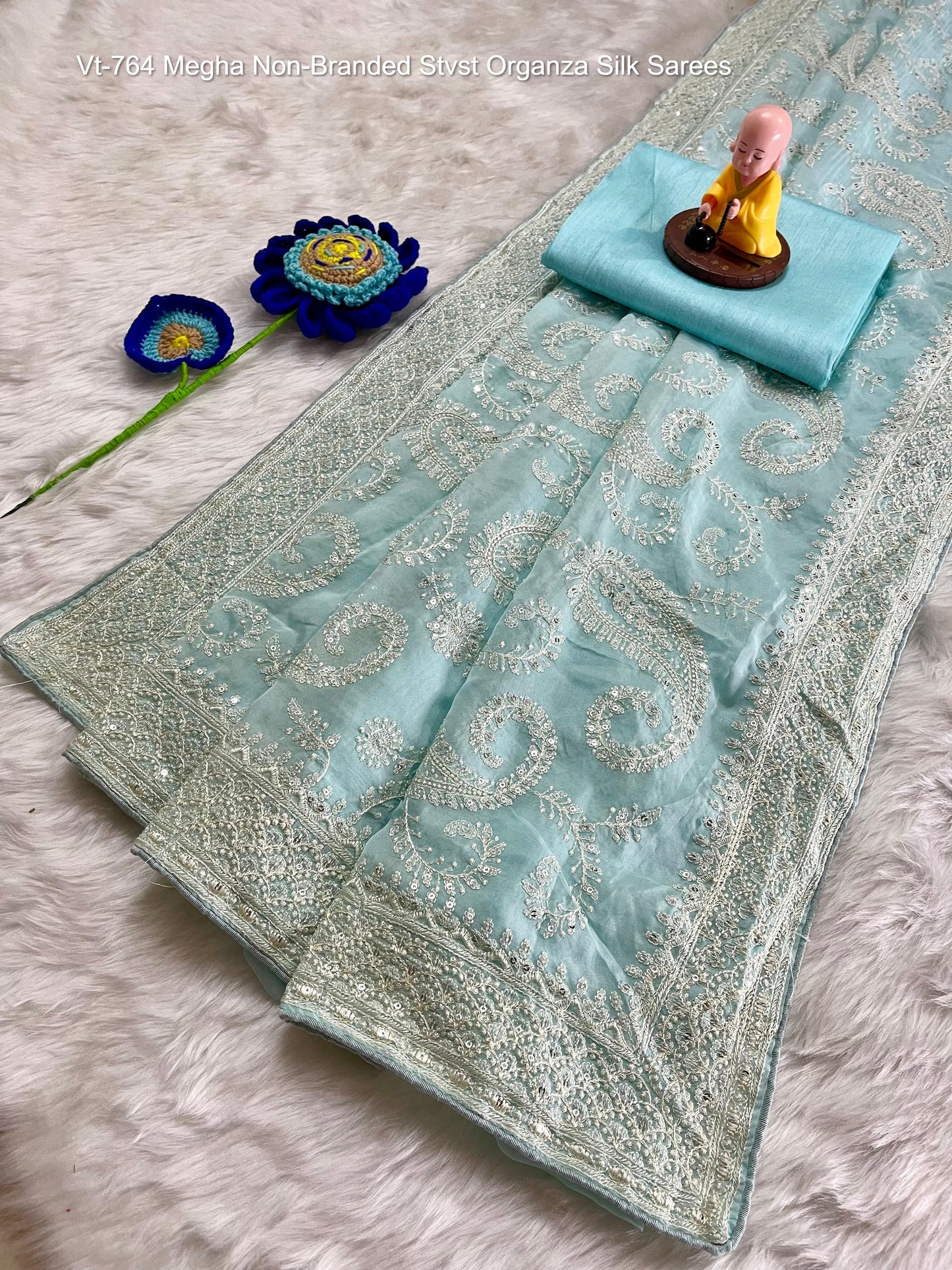 Vt-764 Megha Non-Branded Stvst Organza Silk Sarees