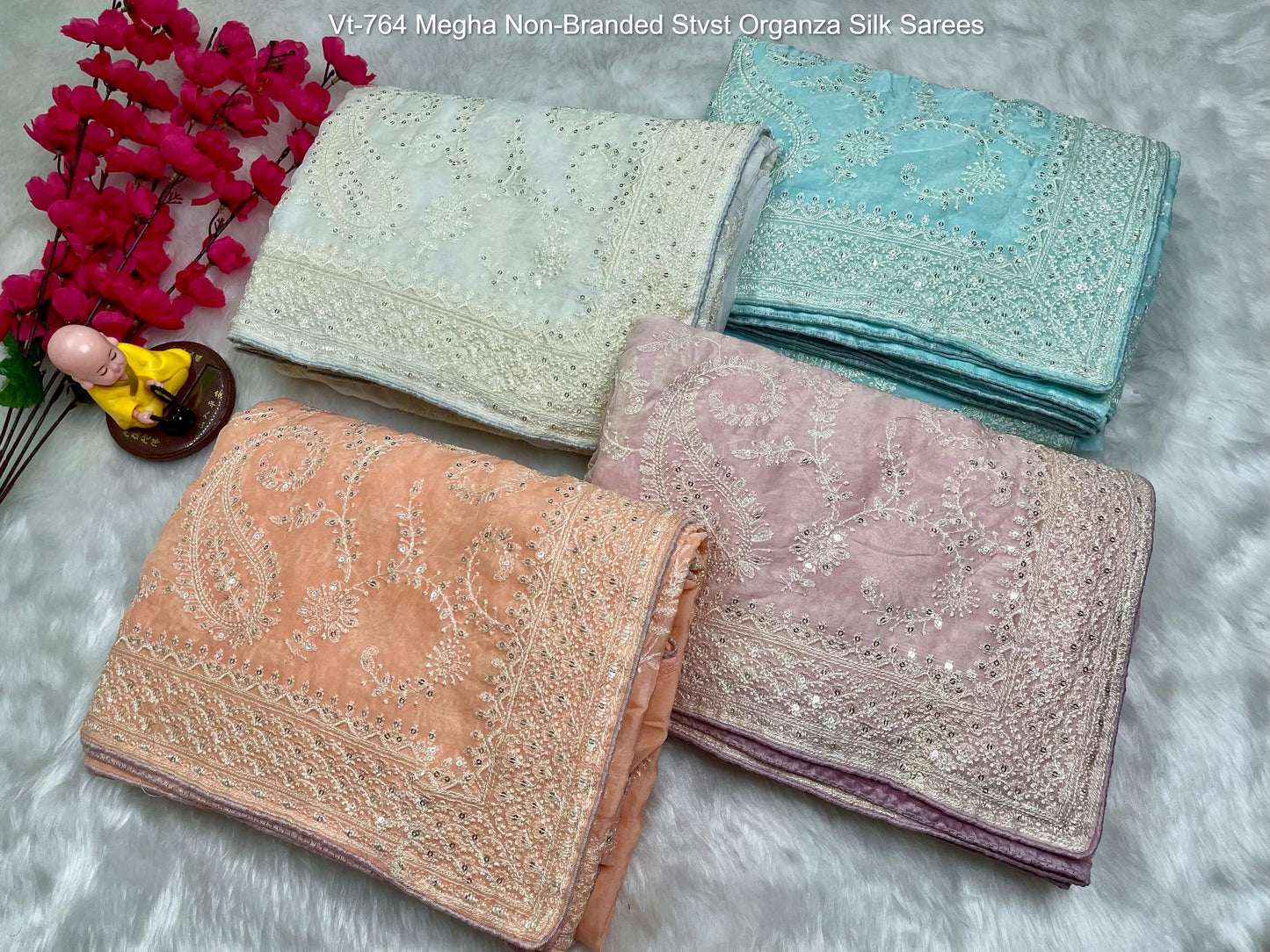 Vt-764 Megha Non-Branded Stvst Organza Silk Sarees