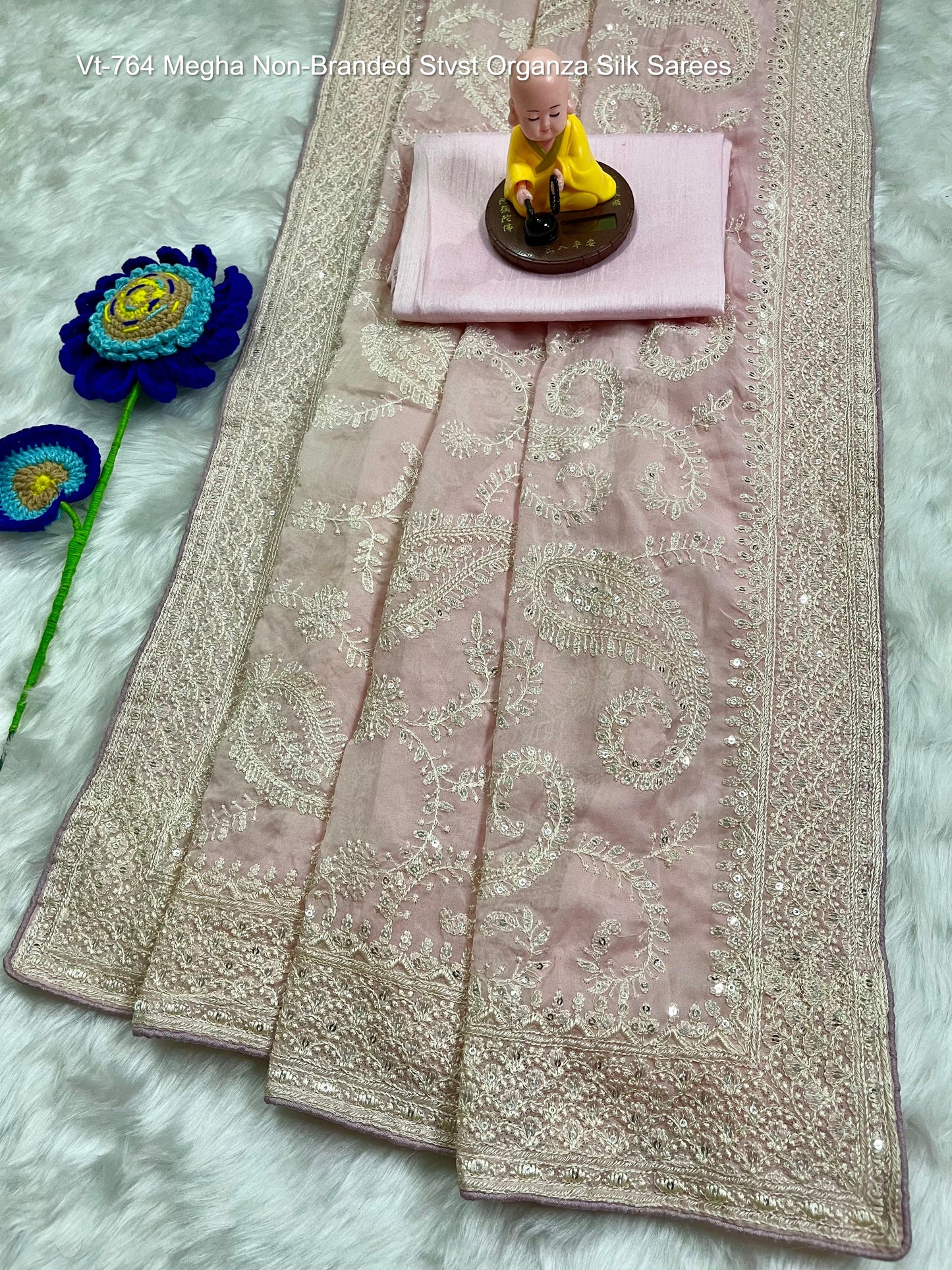 Vt-764 Megha Non-Branded Stvst Organza Silk Sarees