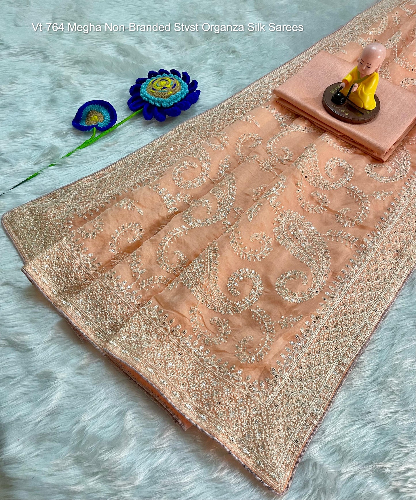 Vt-764 Megha Non-Branded Stvst Organza Silk Sarees