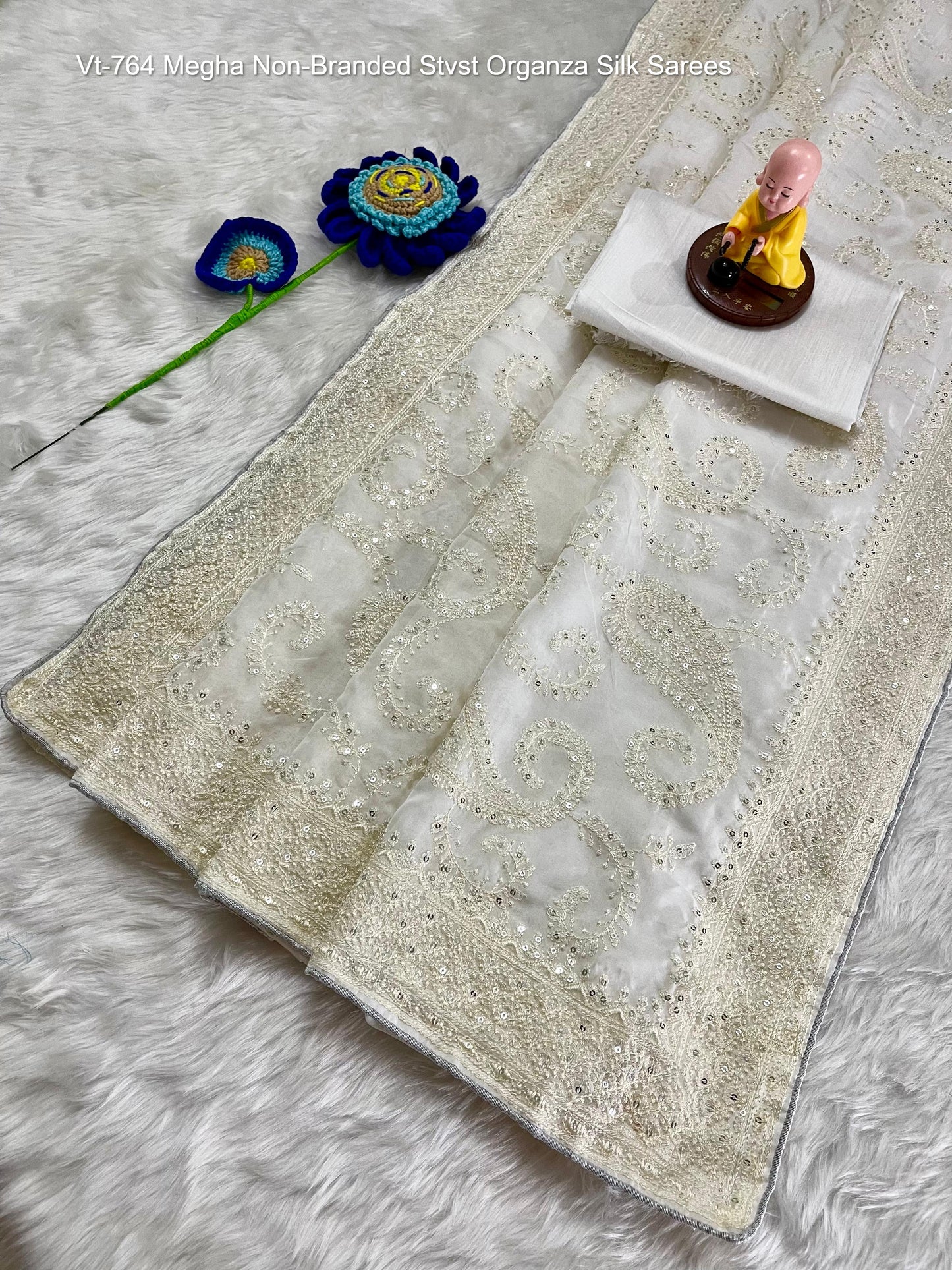Vt-764 Megha Non-Branded Stvst Organza Silk Sarees