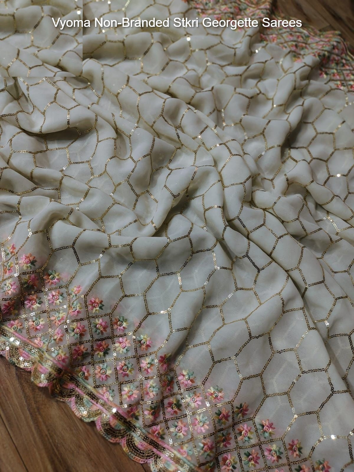 Vyoma Non-Branded Stkri Georgette Sarees