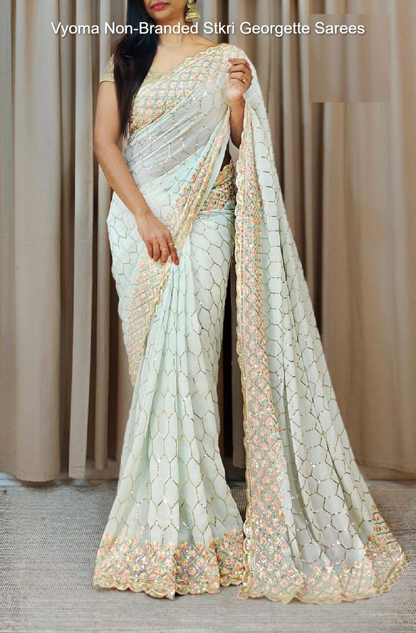 Vyoma Non-Branded Stkri Georgette Sarees