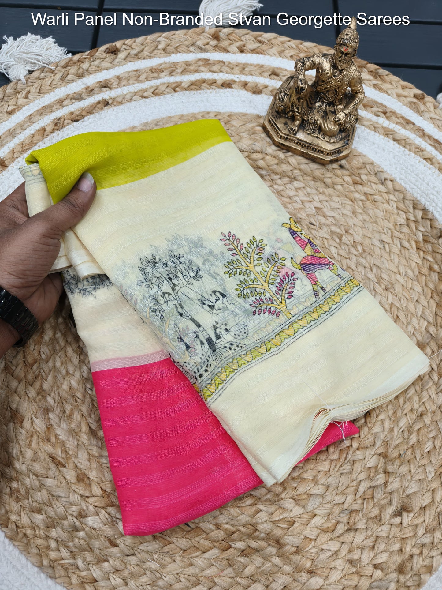 Warli Panel Non-Branded Stvan Georgette Sarees