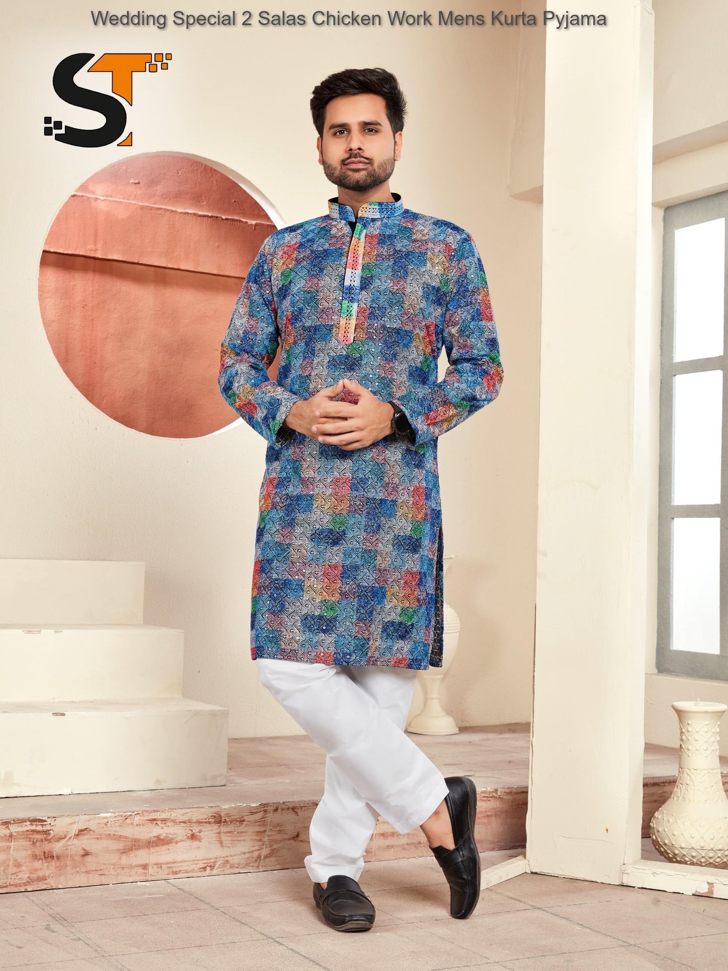 Wedding Special 2 Salas Chicken Work Mens Kurta Pyjama