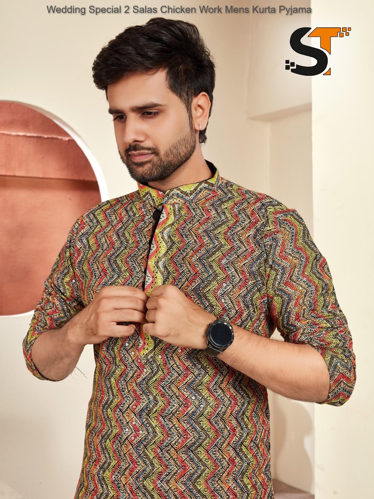 Wedding Special 2 Salas Chicken Work Mens Kurta Pyjama