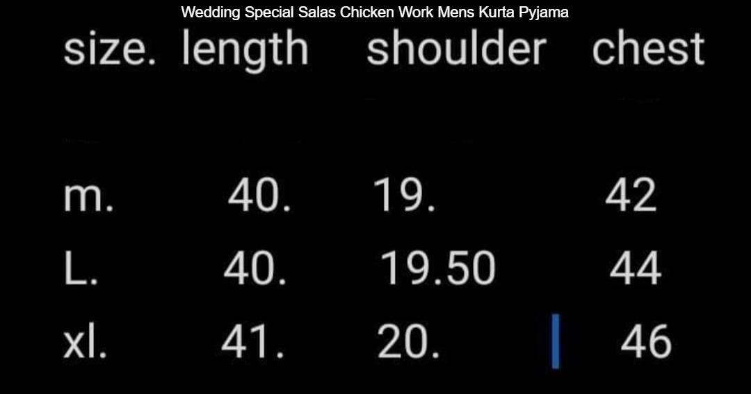 Wedding Special Salas Chicken Work Mens Kurta Pyjama