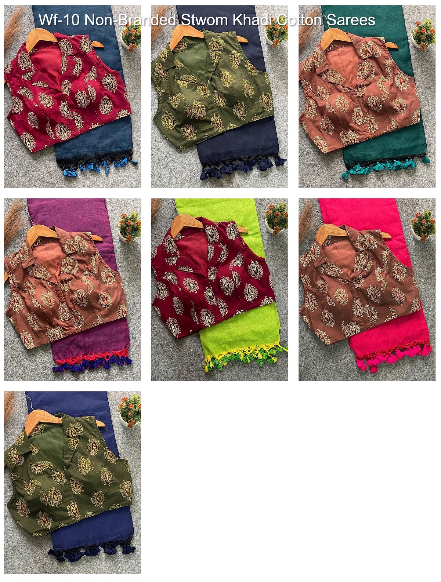 Wf-10 Non-Branded Stwom Khadi Cotton Sarees