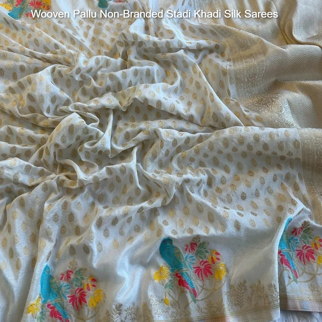 Wooven Pallu Non-Branded Stadi Khadi Silk Sarees
