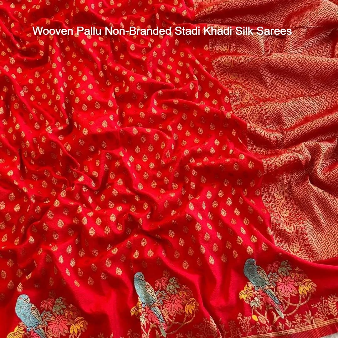 Wooven Pallu Non-Branded Stadi Khadi Silk Sarees