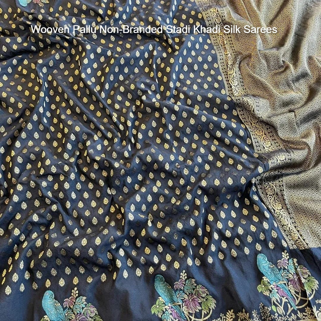 Wooven Pallu Non-Branded Stadi Khadi Silk Sarees