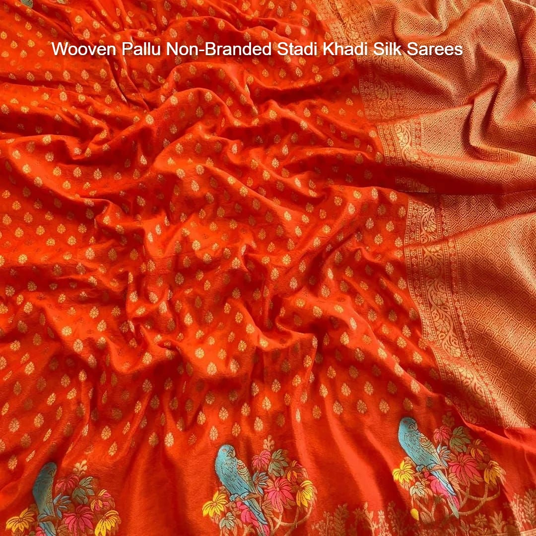 Wooven Pallu Non-Branded Stadi Khadi Silk Sarees