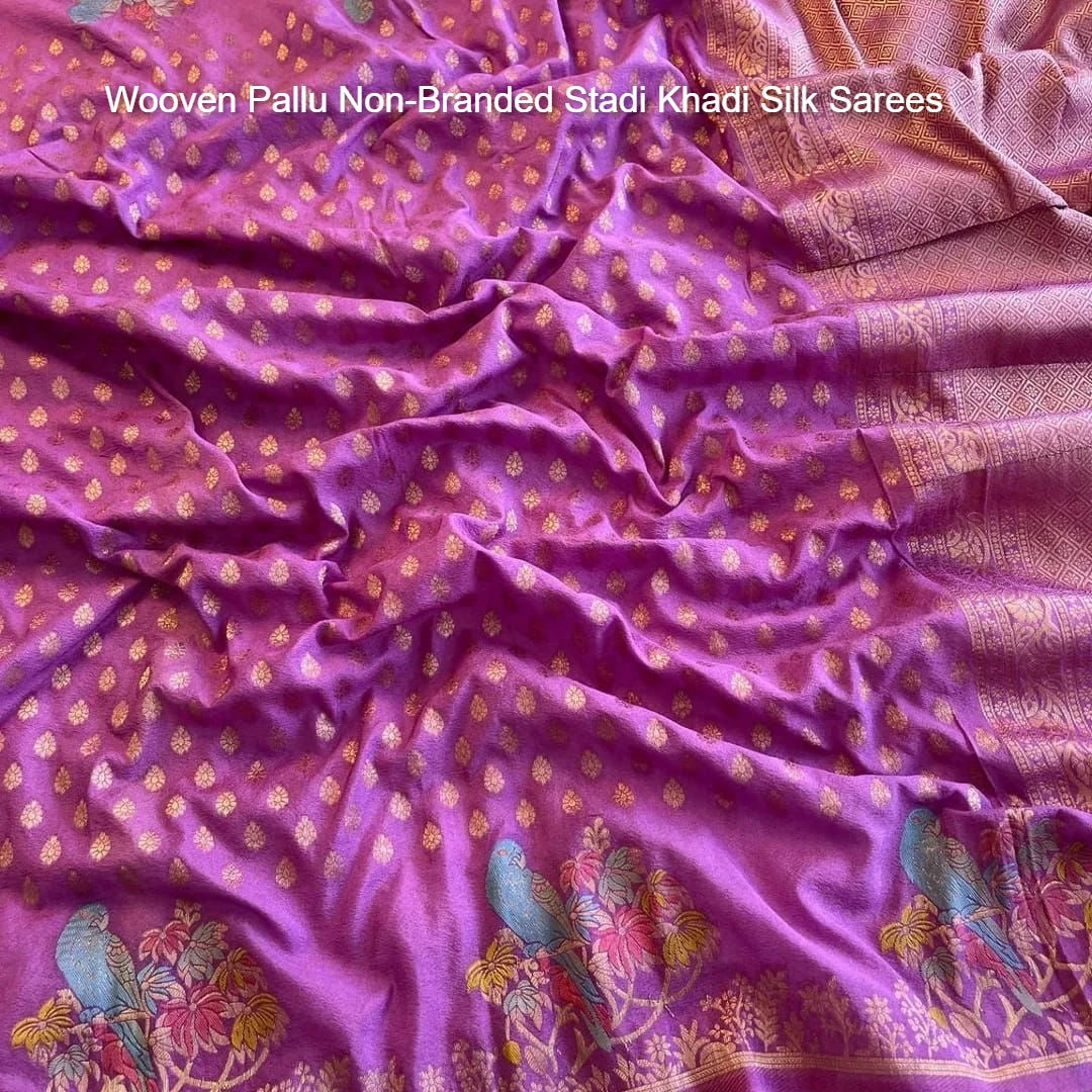 Wooven Pallu Non-Branded Stadi Khadi Silk Sarees