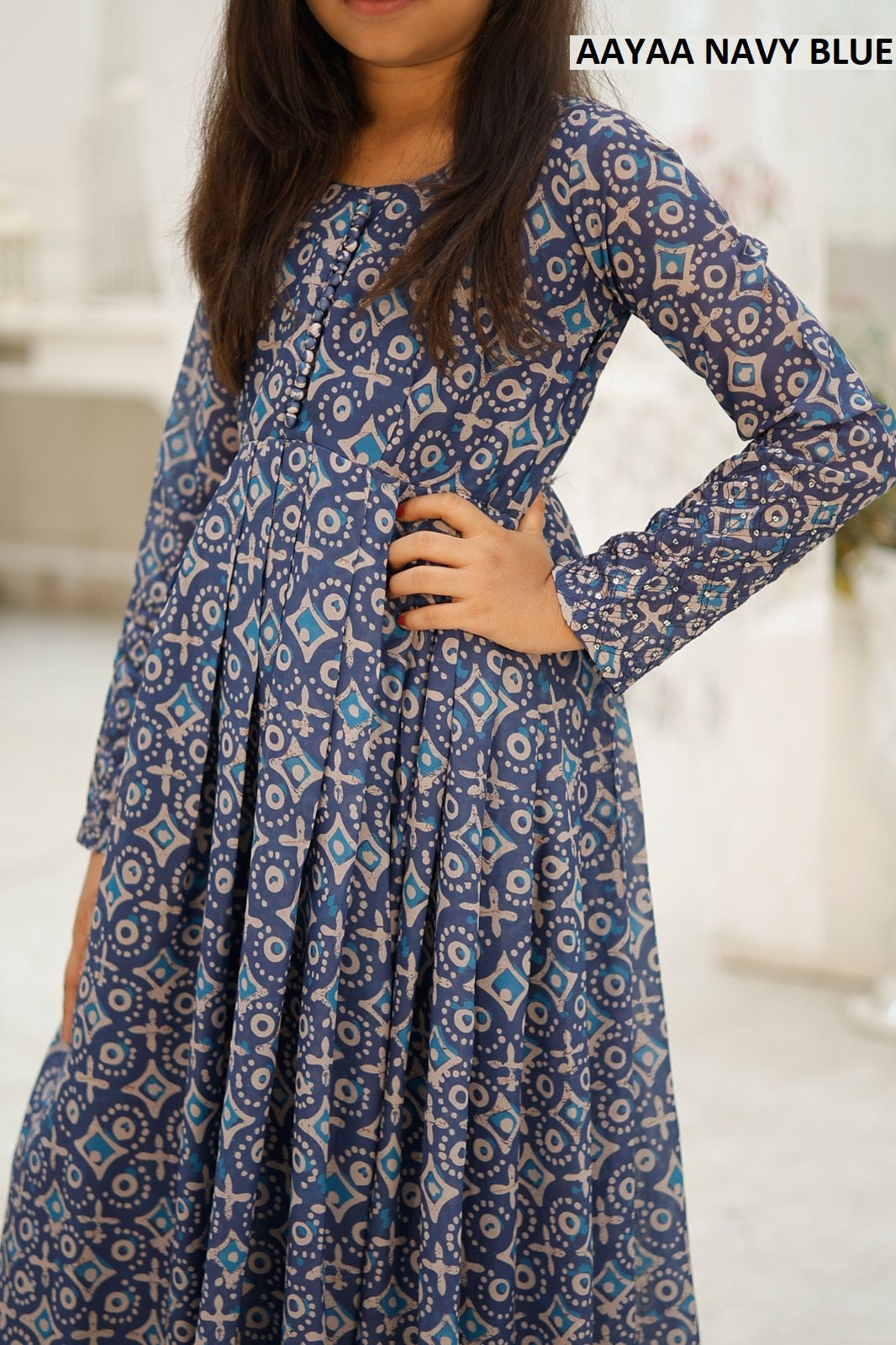 Yaana Vol 5 Navy Blue Aayaa Embroidery Girls Gown