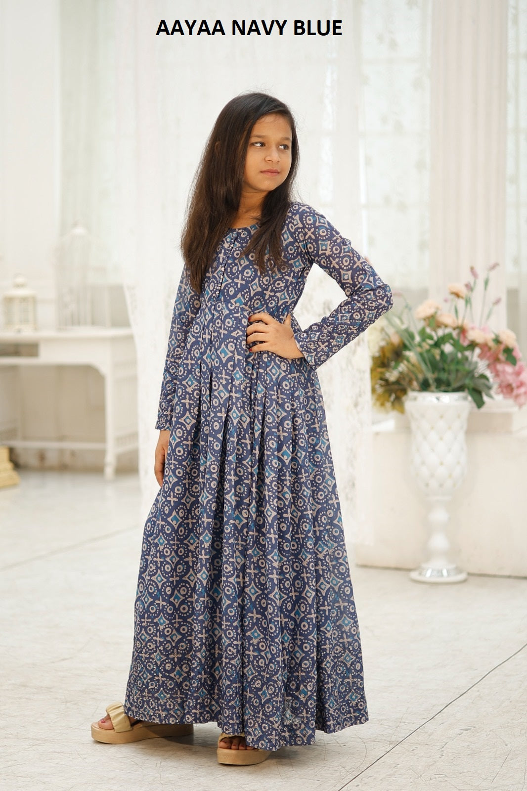 Yaana Vol 5 Navy Blue Aayaa Embroidery Girls Gown